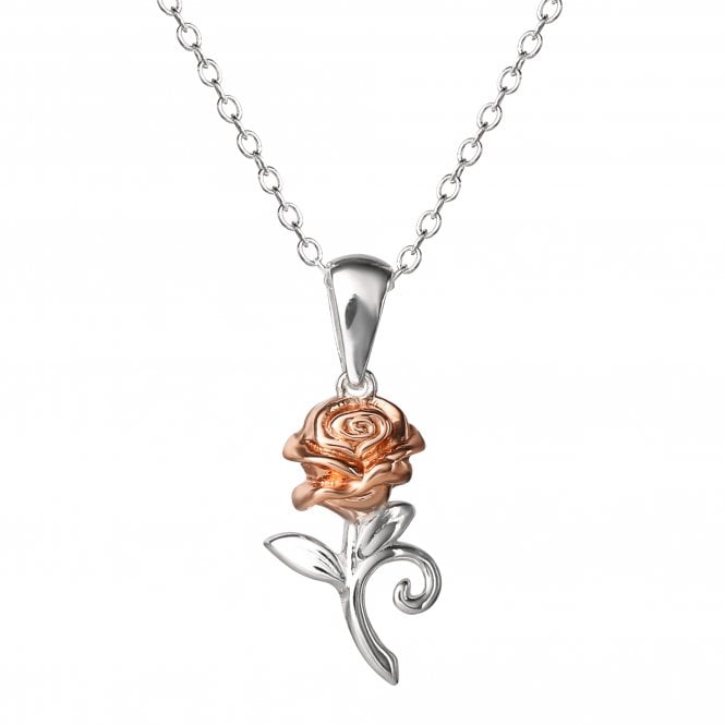 Disney Jewellery Disney Beauty & The Beast Two Tone Rose Necklace 0.9 x 0.5cm, 18
