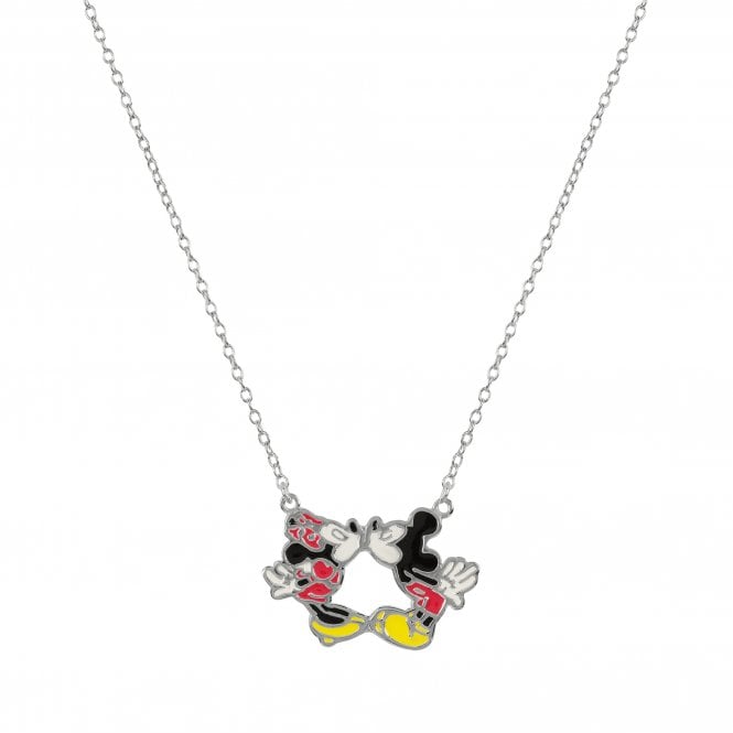 Disney Jewellery Disney Kissing Mickey & Minnie Mouse Necklace 1.4 x 2.1cm, 18