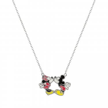 Disney Kissing Mickey & Minnie Mouse Necklace 1.4 x 2.1cm, 18"