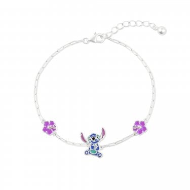 Disney Lilo & Stitch Stitch & Hibiscus Flower Enamel Bracelet 1.3 x 1.1cm, 16.5cm + 2.5cm