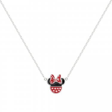 Disney Minnie Mouse Bow Enamel Necklace 1.2 x 1.3cm, 40-45cm