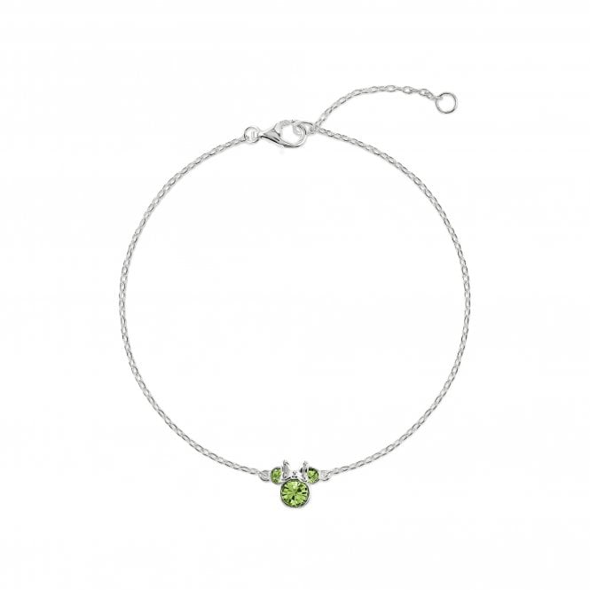 Disney Jewellery Disney Minnie Mouse CZ August Birthstone Bracelet 0.7 x 0.7cm, 17cm + 2cm