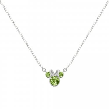 Disney Minnie Mouse CZ August Birthstone Necklace 0.7 x 0.7cm, 40-45cm