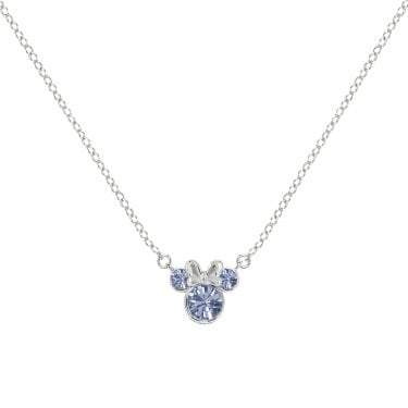 Disney Minnie Mouse CZ December Birthstone Necklace 0.7 x 0.7cm, 40-45cm