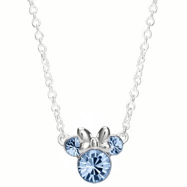 Disney Minnie Mouse CZ December Birthstone Necklace 1 x 0.9cm, 18"