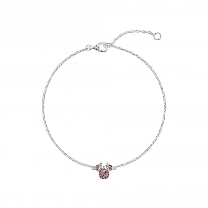Disney Jewellery Disney Minnie Mouse CZ February Birthstone Bracelet 0.7 x 0.7cm, 17cm + 2.5cm