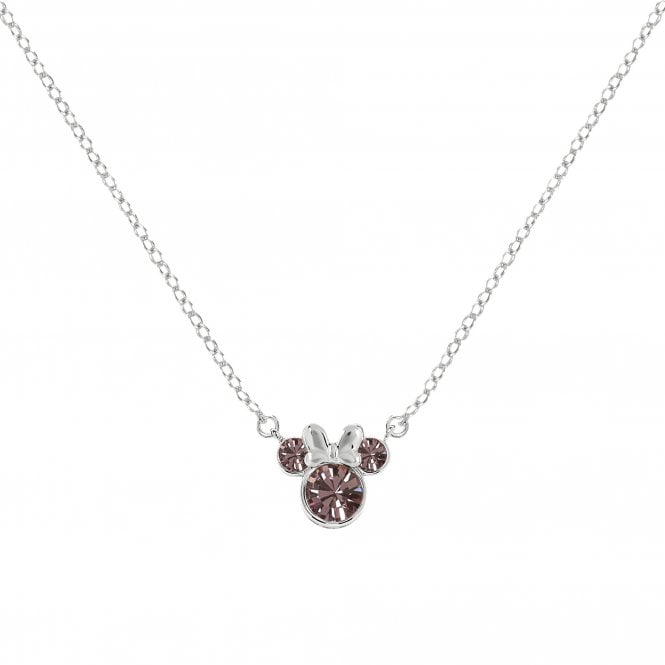 Disney Jewellery Disney Minnie Mouse CZ February Birthstone Necklace 0.7 x 0.7cm, 40-45cm