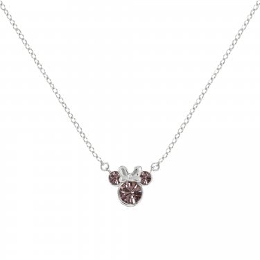 Disney Minnie Mouse CZ February Birthstone Necklace 0.7 x 0.7cm, 40-45cm
