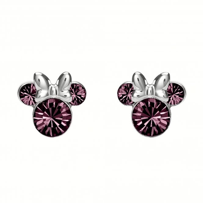 Disney Jewellery Disney Minnie Mouse CZ February Birthstone Stud Earrings 0.7 x 0.8cm