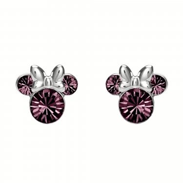 Disney Minnie Mouse CZ February Birthstone Stud Earrings 0.7 x 0.8cm