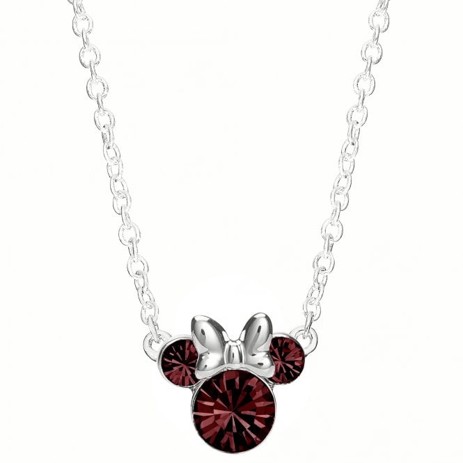 Disney Jewellery Disney Minnie Mouse CZ January Birthstone Necklace 1 x 0.9cm, 18