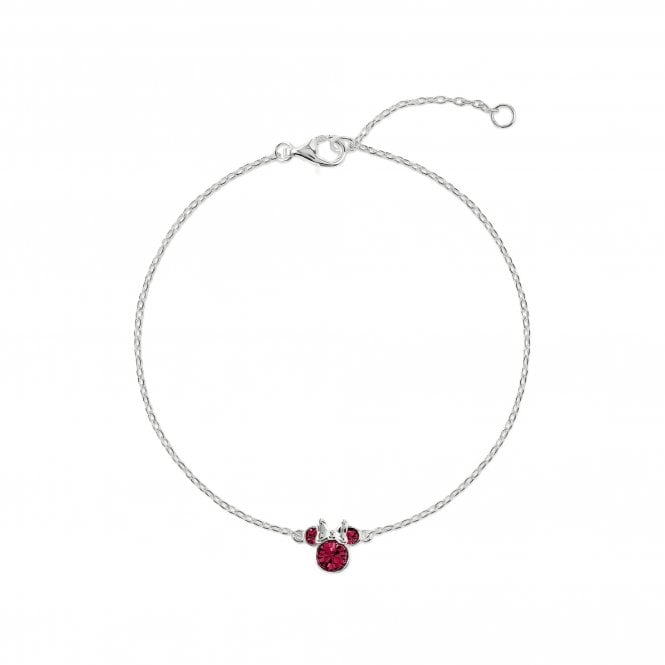 Disney Jewellery Disney Minnie Mouse CZ July Birthstone Bracelet 0.7 x 0.7cm, 17cm + 2.5cm