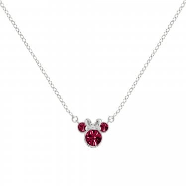 Disney Minnie Mouse CZ July Birthstone Necklace 0.7 x 0.7cm, 40-45cm