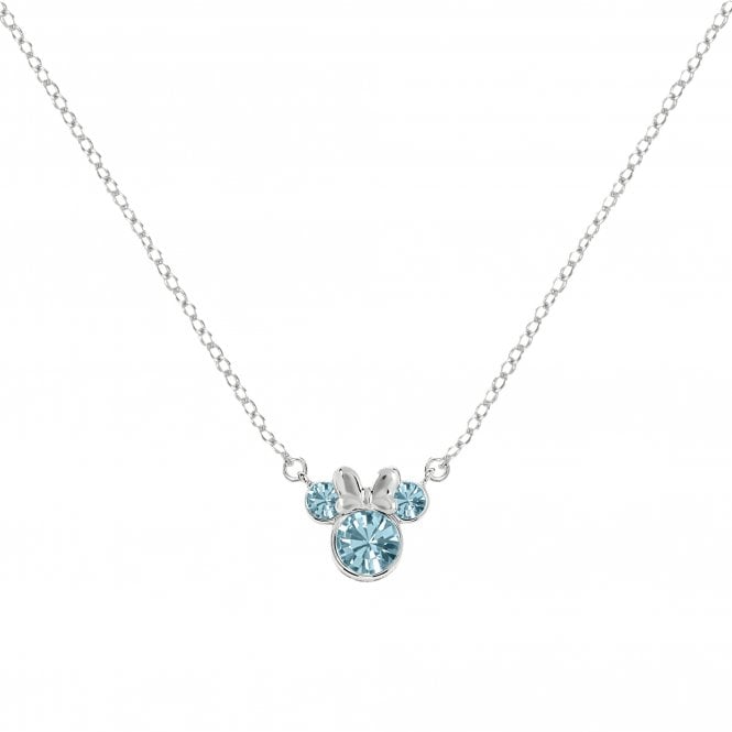Disney Jewellery Disney Minnie Mouse CZ March Birthstone Necklace 0.7 x 0.7cm, 40-45cm
