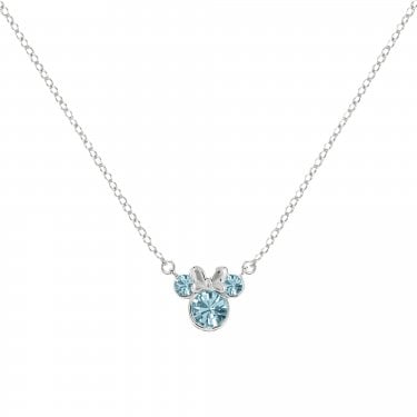 Disney Minnie Mouse CZ March Birthstone Necklace 0.7 x 0.7cm, 40-45cm