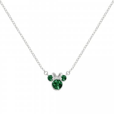 Disney Minnie Mouse CZ May Birthstone Necklace 0.7 x 0.7cm, 40-45cm