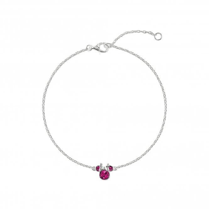 Disney Jewellery Disney Minnie Mouse CZ October Birthstone Bracelet 0.7 x 0.7cm, 17cm + 2.5cm