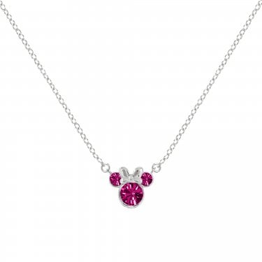 Disney Minnie Mouse CZ October Birthstone Necklace 0.7 x 0.7cm, 40-45cm