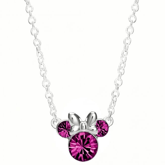 Disney Jewellery Disney Minnie Mouse CZ October Birthstone Necklace 1 x 0.9cm, 18