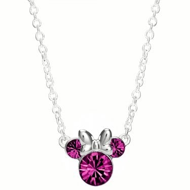 Disney Minnie Mouse CZ October Birthstone Necklace 1 x 0.9cm, 18"