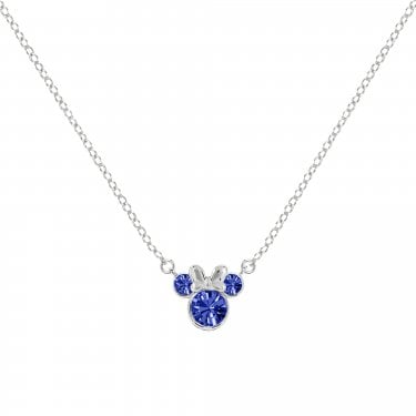 Disney Minnie Mouse CZ September Birthstone Necklace 0.7 x 0.7cm, 40-45cm