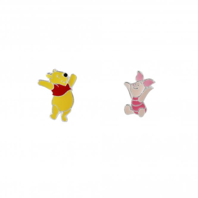 Disney Jewellery Disney Winnie The Pooh & Piglet Mix and Match Enamel Stud Earrings 1.6 x 1.2cm, 1.5 x 1cm