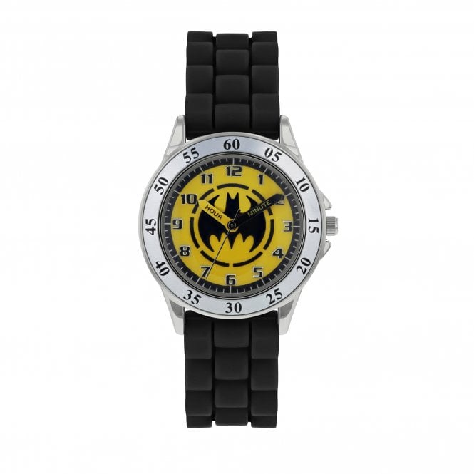 Disney Watches Batman Time Teacher Black Silicone Strap Watch 