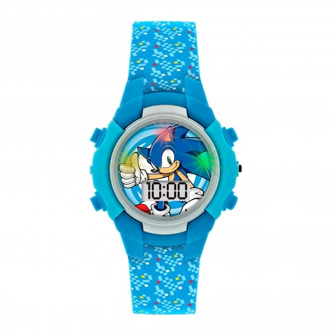 Disney Watches Sonic The Hedgehog Digital Blue Silicone Strap Watch