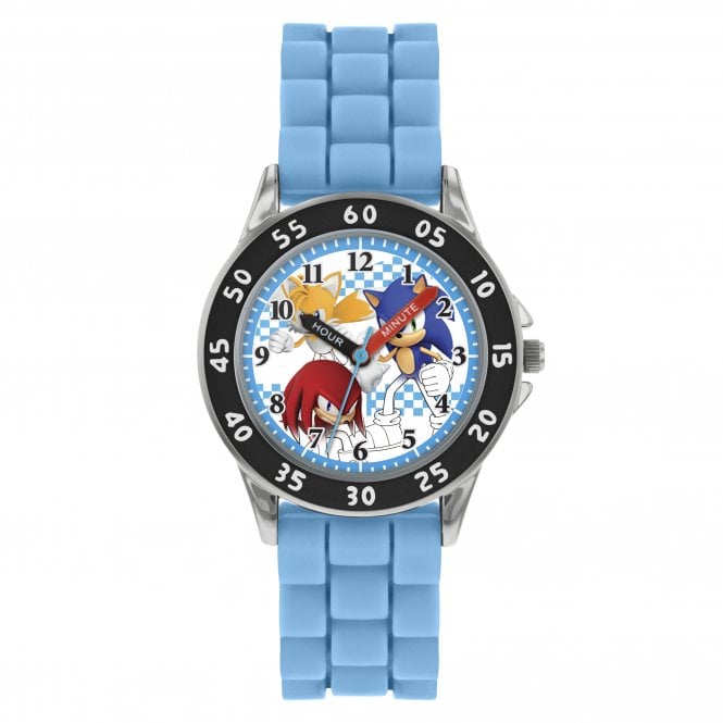 Disney Watches Sonic The Hedgehog Time Teacher Pale Blue Silicone Strap Watch