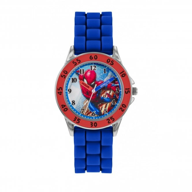 Disney Watches Spiderman Time Teacher Blue & Red Silicone Strap Watch