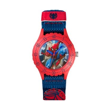 Spiderman Time Teacher Blue & Red Velcro Strap Watch 