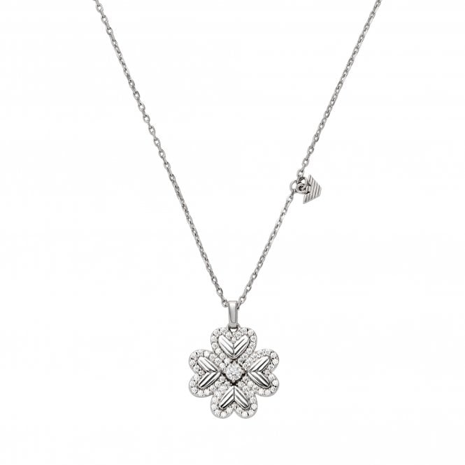 Emporio Armani Jewellery Emporio Armani Eagle Logo CZ Forget Me Not Necklace 1.5 x 1.5cm, 38cm + 7cm