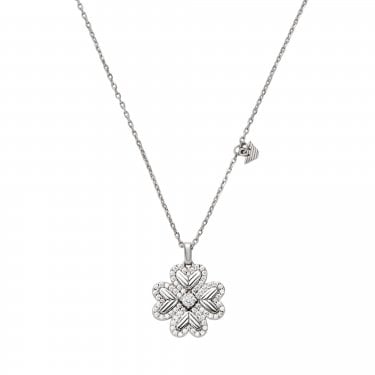Emporio Armani Eagle Logo CZ Forget Me Not Necklace 1.5 x 1.5cm, 38cm + 7cm