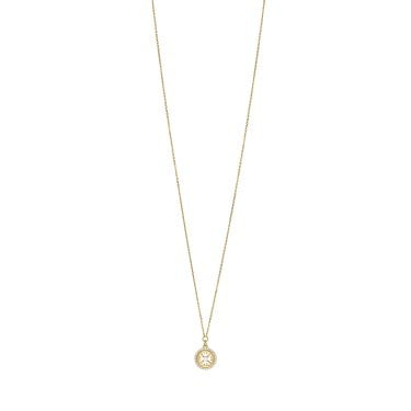 Emporio Armani Logo Essentials Eagle Coin Gold Tone Sterling Silver Necklace 1.3x1.3cm, 38cm + 7cm