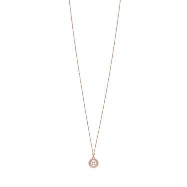 Emporio Armani Logo Essentials Eagle Coin Rose Gold Tone Sterling Silver Necklace 1.3x1.3cm, 38cm + 7cm
