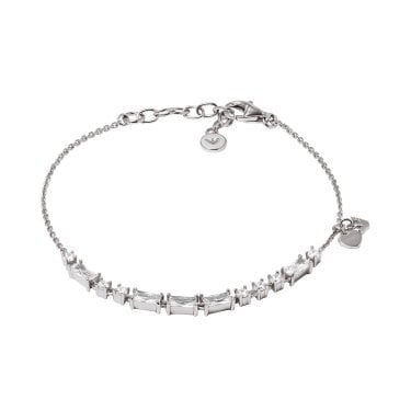 Emporio Armani Sentimental Morse Code Sterling Silver Mixed Cuts CZ Bracelet 0.5cm, 16cm + 3cm