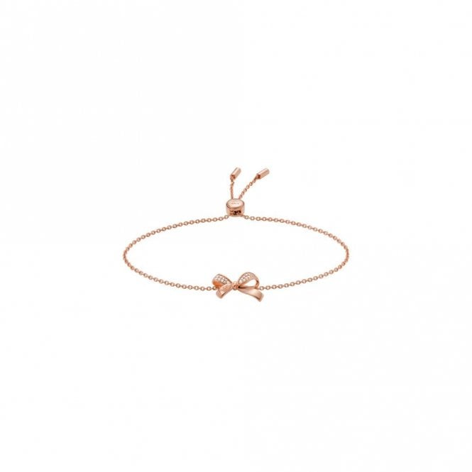 Emporio Armani Jewellery Emporio Armani Sentimental Rose Gold Sterling Silver CZ Bow Slider Bracelet