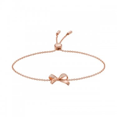 Emporio Armani Sentimental Rose Gold Sterling Silver CZ Bow Slider Bracelet