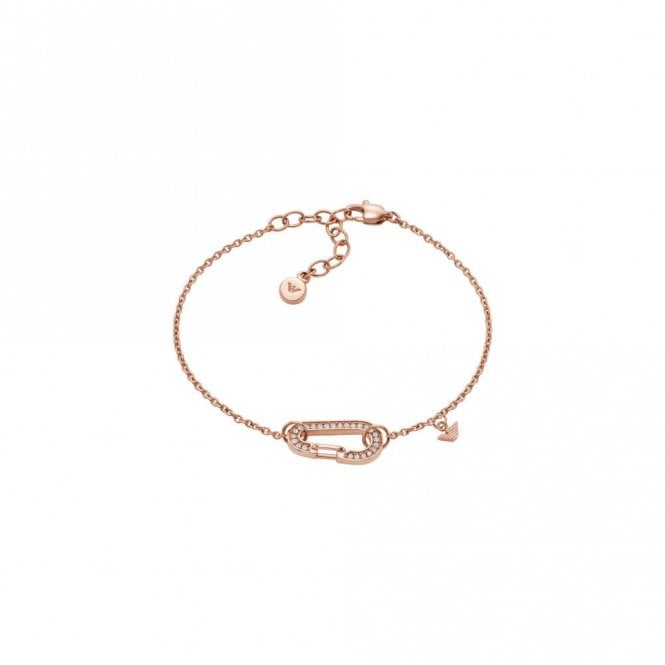 Emporio Armani Jewellery Emporio Armani Sentimental Rose Gold Tone Stainless Steel CZ Bracelet 16-23.5cm