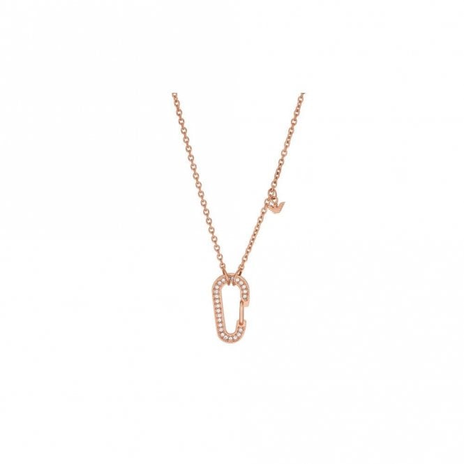Emporio Armani Jewellery Emporio Armani Sentimental Rose Gold Tone Stainless Steel CZ Necklace 35+7cm