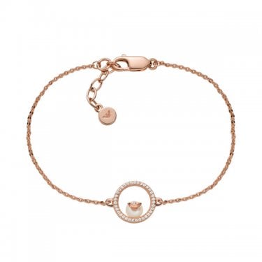 Emporio Armani Sterling Silver Rose Gold Pearl Point Bracelet