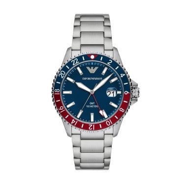 Emporio Armani Gents Sea Explorer Blue & Red Stainless Steel Watch