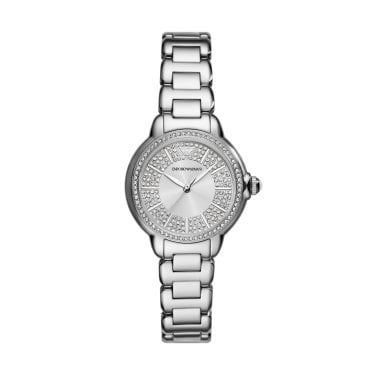 Emporio Armani Ladies Mia CZ Dial Stainless Steel Watch