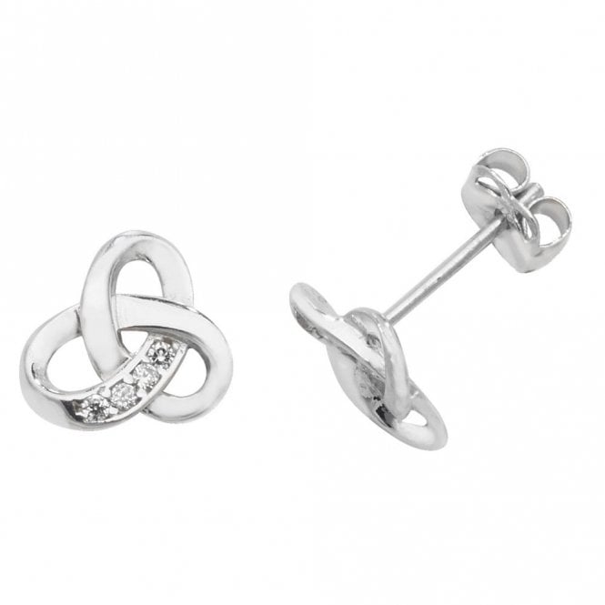 Faith 9ct Gold 9ct White Gold CZ Celtic Stud Earrings 0.73, 0.7cm