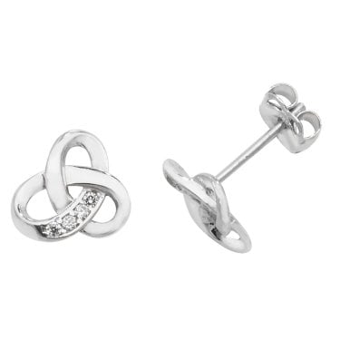 9ct White Gold CZ Celtic Stud Earrings 0.73, 0.7cm