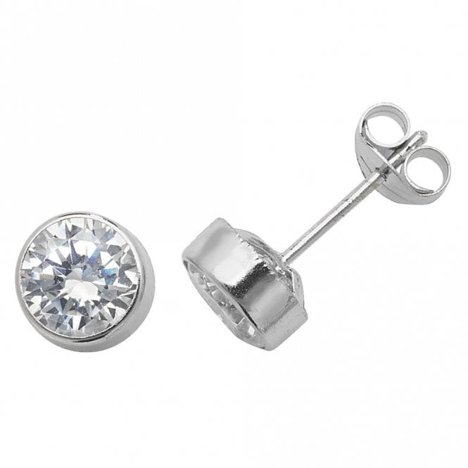 Faith 9ct Gold 9ct White Gold CZ  Rubover Stud Earrings 0.49g, 0.6cm