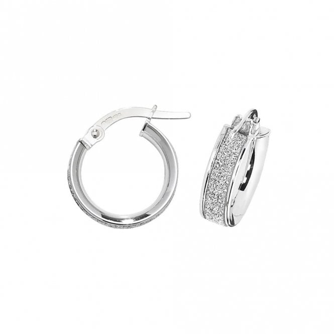 Faith 9ct Gold 9ct White Gold Glitter 10mm Hoop Earrings 1.4g