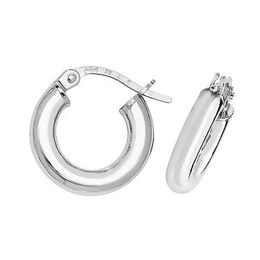 9ct White Gold Hinged 8mm Hoop Earrings 0.90g