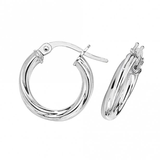 Faith 9ct Gold 9ct White Gold Twisted 10mm Hoop Earrings 0.7g