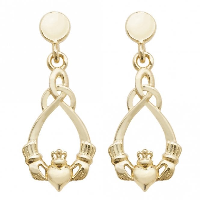 Faith 9ct Gold 9ct Yellow Gold Claddagh Drop Earrings 0.81g, 0.8 x 1.8cm
